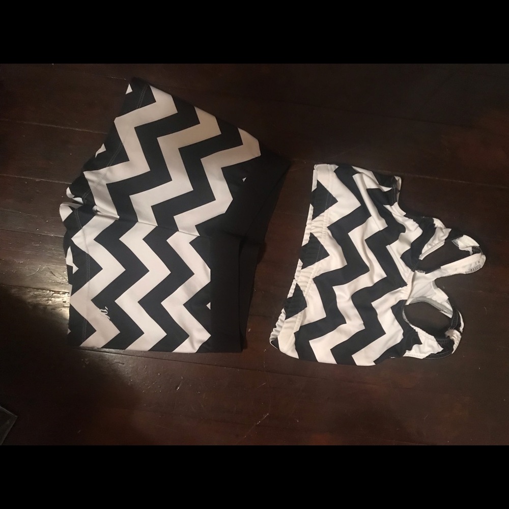 Varsity cheer spandex shorts and sports bra